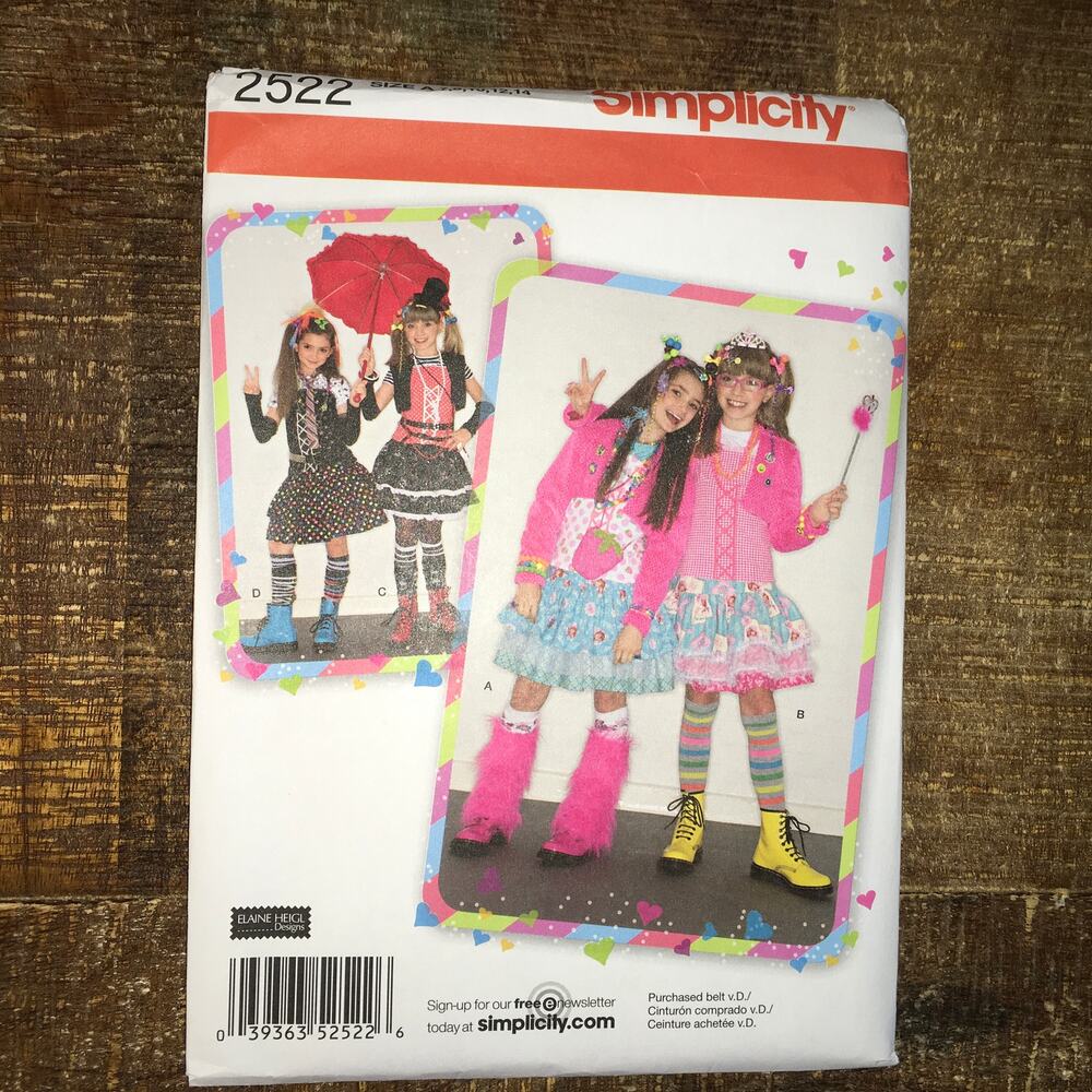 Simplicity Sewing Pattern 2522 Girls Kawaii Japanese Streetwear Costume UNCUT